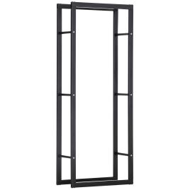 Metal Firewood Log Holder Tall Rack for Indoor Outdoor - Black