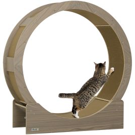 PAWSTER Cat Wheel with Brake, Scratching Pads - Walnut Brown
