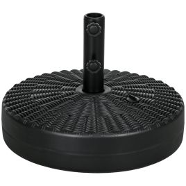 29kg Round Umbrella Parasol Base with Rattan Effect, Plastic Umbrella Stand for Outdoor Patio Umbrella, Black