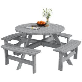 SUNVISTA 8-Seater Wooden Picnic Set-Fir Wood