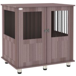 PAWSTER Dog Crate Table for Medium and Large Dogs with Magnetic Door for Indoor Use, 85 x 55 x 75 cm, Purple