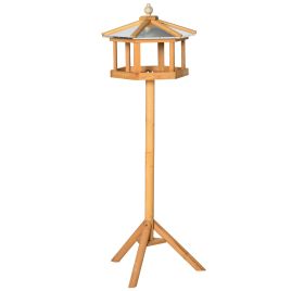 Deluxe Bird Stand Feeder Table Feeding Station Wooden Garden Wood Coop Parrot Stand 113cm High New