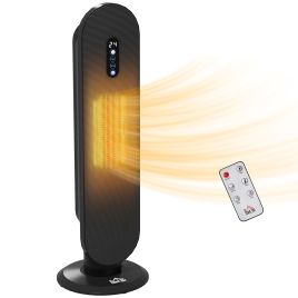 Scott Ceramic Space Heater Indoor Tower Heater with Remote Control - Black