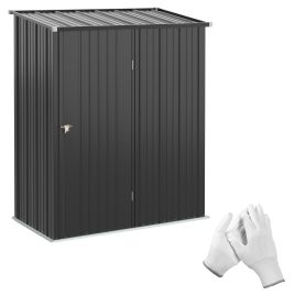 5.3ft x 3.1ft Outdoor Storage Shed, Garden Metal Storage Shed w/ Single Door for Backyard, Patio, Lawn, Charcoal Grey