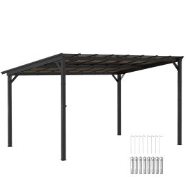 SUNVISTA 3 x 4.3m Metal Pergola with UPF 50+ and Waterproof Polycarbonate Roof, Dark Grey