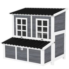PAWSTER Wooden Chicken Coop with Nesting Box, Slide-Out Tray, Perches, for 4-6 Chickens, 100 x 86 x 100cm