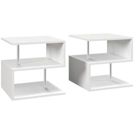 Scott Wooden Cube Coffee Table with 2 Tier Storage - White