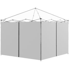 Gazebo Side Panels, 2 Pack Sides Replacement, for 3x3(m) or 3x6m Pop Up Gazebo, with Zipped Doors, Light Grey