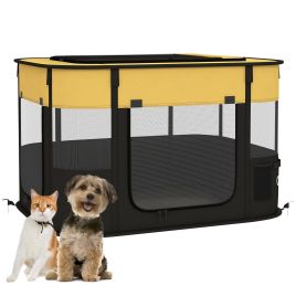 Shelley Oxford Fabric Foldable Dog Pen with Storage Bag 53H x 84L x 64Wcm - Yellow