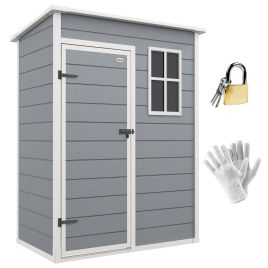 SUNVISTA 5' x 3' Garden Shed with Floor, Outdoor Storage Shed with Lockable Door, Window and Vent for Garden, Patio, Grey