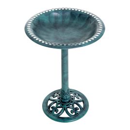 Garden Bird Bath Outdoor Decorative Feeder Stand - Green