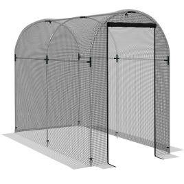Galvanised Steel Fruit Cage, Plant Protection Tent with Zipped Door, 1.2 x 2.4 x 1.9m, Black