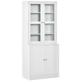 Modern Bookcase with Doors, Display Storage Cabinet with Adjustable Shelves for Living Room, Study, Office, White