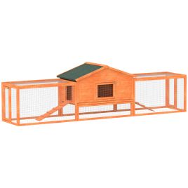 Shelley Wooden Rabbit Hutch with Run Tray Ramps Asphalt Roof - Orange