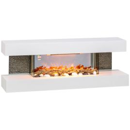 Fireplace - Electric Fireplace Wall Mounted Adjustable LED Flame Effect White 119.8cm