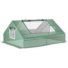 Mini Greenhouse, Portable Garden Small Greenhouse with Zipped Windows and Door, 180 x 140 x 80cm, Dark Green