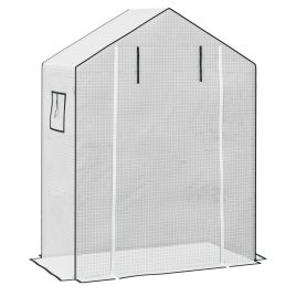 Greenhouse Cover Replacement Walk-in PE Hot House Cover with Roll-up Door and Windows, 140 x 73 x 190cm, White