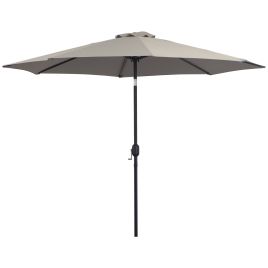 3M Tilting Parasol Garden Umbrellas, Outdoor Sun Shade with 8 Ribs, Tilt and Crank Handle for Balcony, Bench, Garden, Light Grey