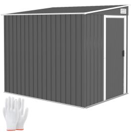 SUNVISTA 7 x 5ft Galvanised Metal Shed, with Sliding Door - Dark Grey