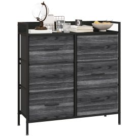 WENZA Black Chest of Drawers - Medium-sized, 6 Drawers, Double, Fabric Drawers
