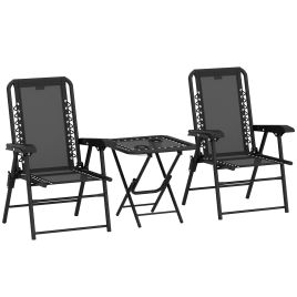 SUNVISTA Three-Piece Garden Table and Chair Set - Black