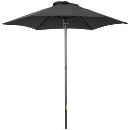 2m Patio Parasols Umbrellas, Outdoor Sun Shade with 6 Sturdy Ribs for Balcony, Bench, Garden, Black