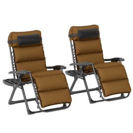 SUNVISTA Set of Two Reclining Sun Loungers, with Cushion - Brown