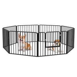 8 Panels Heavy Duty Dog Pen, 60cm Height Pet Playpen for Indoor Outdoor, Small Dogs