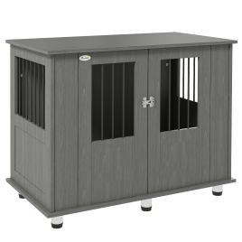 Dog Crate Table for Medium and Large Dogs with Magnetic Door for Indoor Use, 100 x 55 x 80 cm, Grey