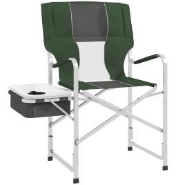 Folding Aluminium Directors Chair with Side Table and Cooler Bag