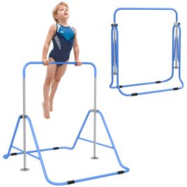 HERON Kids Gymnastic Bar, with Adjustable Height, Foldable Horizontal Bars - Blue