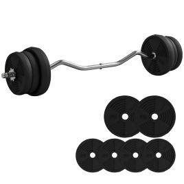McAlpin 25kg Barbell Weights Set with Curl Bar and Non-slip Handle for Lifting - Black
