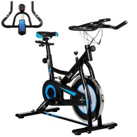 Stationary Exercise Bike, 8kg Flywheel Indoor Cycling Workout Fitness Bike, Adjustable Resistance Cardio Exercise Machine w/ LCD Monitor Black