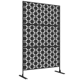 Jones Decorative Outdoor Privacy Screen Divider - Black Grid