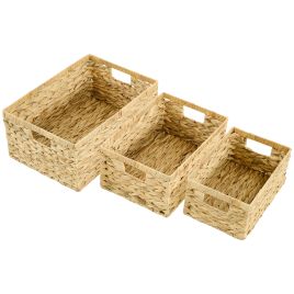 HERON Set of Three Water Hyacinth Storage Baskets