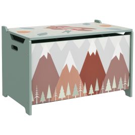 ZONEKIZ Toy Box for Girls Boys, Kids Toy Chest with Lid Safety Hinge, Cute Animal Design, Green