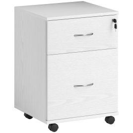 HERON Two Drawer Lockable Filing Cabinet - White Wood Grain