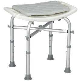 Aluminium Shower Stool for Elderly, Height Adjustable Shower Seat with Removable Padded Cushion, Shower Head Holder, Non-Slip Bath Stool for Seniors, Disabled, Pregnant, White