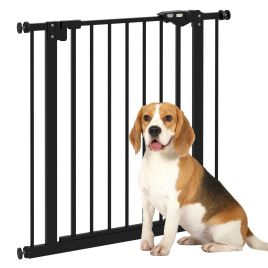 Metal 74-80cm Wide Adjustable Dog Gate Black