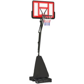SPORTEDGE Basketball Hoop Outdoor, Height Adjustable Basketball Hoop and Stand with Rebound System, Weighted Base, Red