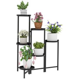 SUNVISTA 3 Tier Plant Stand Indoor Outdoor, Black