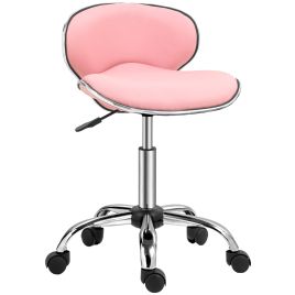 Scott Adjustable Rolling Swivel Salon Chair Stool for Spa - Pink