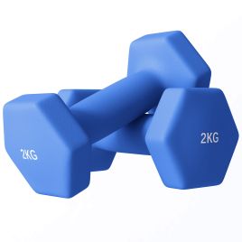 SPORTEDGE 2 x 2kg Hexagonal Dumbbells Weights Set with Non-Slip Grip for Home Gym Workout, Blue