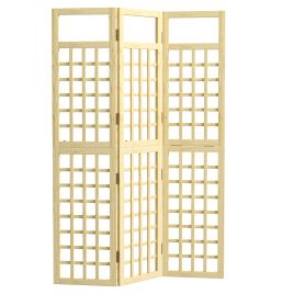 SUNVISTA 3-Panel Garden Privacy Screen, Freestanding Foldable Wooden Outdoor Divider/Trellis, Natural Wood Finish