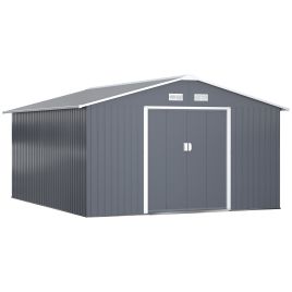 13 x 11FT Foundation Ventilation Steel Outdoor Garden Shed Grey