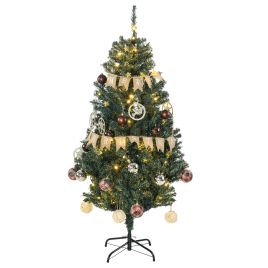 Debbie 5 Artificial Prelit Christmas Trees Holiday Decor with Warm White LED Lights Decoration Banner Tag Ball