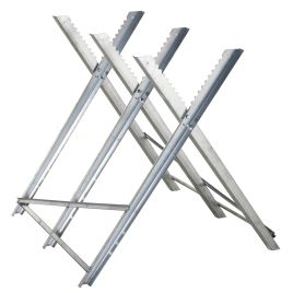 DURWELL Portable Sawhorse Heavy Duty Steel Adjustable Work Support, Foldable Sawhorse Stand 100 kg Weight Capacity, Silver Tone