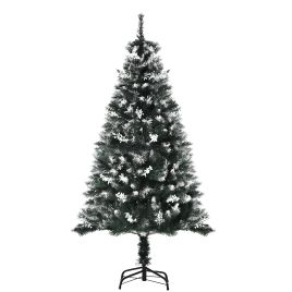 Debbie 5FT Artificial Snow Dipped Christmas Tree Xmas Pencil Tree Holiday Home Decoration with Foldable Feet White Berries Dark Green