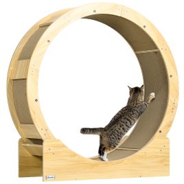 Shelley Cat Wheel with Brake and Scratching Pads - Oak