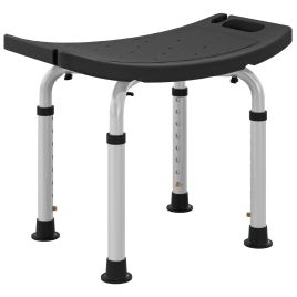 Scott Adjustable Bath Stool Aluminium Shower Stool Non-Slip for Elderly - Black